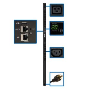 Tripp Lite PDUMV20HVNETLX PDU Controlable Monofásico de 3.2–3.8kW con Interfaz de Plataforma LX, Tomacorrientes de 200V ~ 240V (20 C13 y 4 C19), C20/L6-20P, 0U, TAA