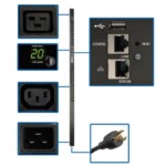 Tripp Lite PDUMNV20HVLX PDU Monofásico Monitoreable de 3.3kW ~ 3.7kW, Interfaz de Plataforma LX, Tomacorrientes de 208V / 230V (20 C13/4 C19), C20/L6-20P, 0U 1.78 m [70"], TAA