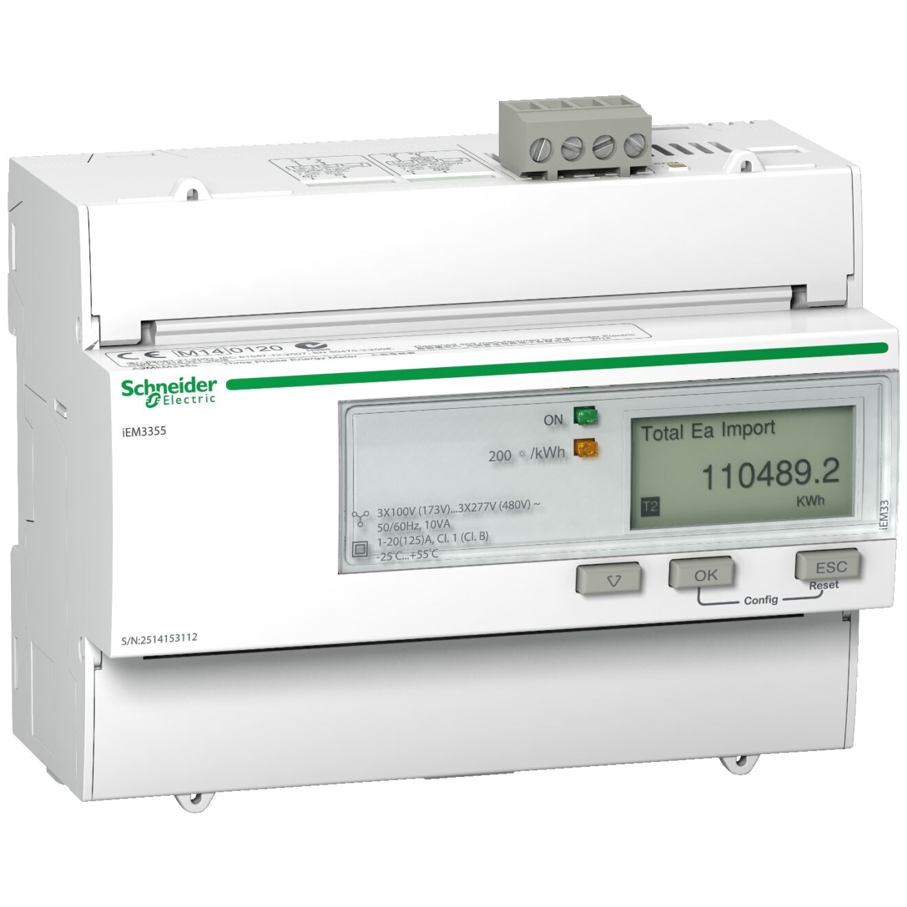 Medidor de energía 125 A - Modbus - 1 ED - 1 SD - multitarifa - A9MEM3355