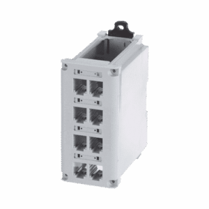 Panel de Parcheo Modular para Cobre, de Instalación en Riel DIN Estándar de 35mm, 8 Puertos Mini-Com, Color Gris  CDPP8RG