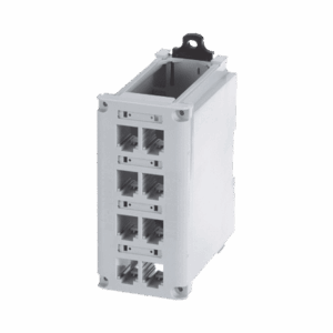 Panel de Parcheo Modular para Cobre, Blindado, de Instalación en Riel DIN Estándar de 35mm, 8 Puertos Mini-Com, Color Gris  CDPP8RG-S
