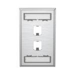 Placa de Pared Vertical, de Acero Inoxidable, Salida Para 2 Puertos Mini-Com, Con Espacios Para Etiquetas  CFPL2SY