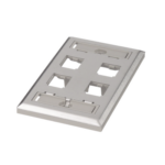 Placa de Pared Vertical, de Acero Inoxidable, Salida Para 4 Puertos Mini-Com, Con Espacios Para Etiquetas  CFPL4SY