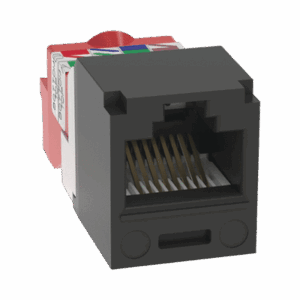 Conector Jack RJ45 Estilo T, Mini-Com, Categoría 5e, de 8 posiciones y 8 cables, Color Negro  CJ5E88TBL