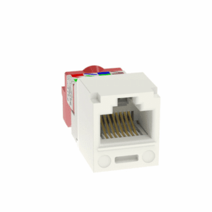Conector Jack RJ45 Estilo T, Mini-Com, Categoría 5e, de 8 posiciones y 8 cables, Color Blanco Mate  CJ5E88TIW