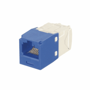 Conector Jack RJ45 Estilo TG con Llaveado Azul, Mini-Com, Categoría 6, de 8 posiciones y 8 cables  CJK688TGBU