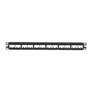 Panel de Parcheo Modular Mini-Com (Sin Conectores), Plano, Sin Blindaje, Con Etiqueta y Cubierta, de 24 puertos, 1UR  CPPL24WBLY