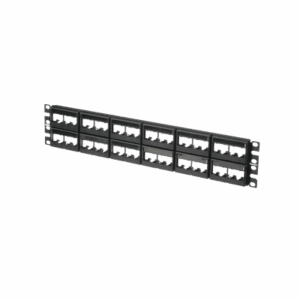 Panel de Parcheo Modular Mini-Com (Sin Conectores), Plano, Sin Blindaje, Con Etiqueta y Cubierta, de 48 puertos, 2UR  CPPL48WBLY