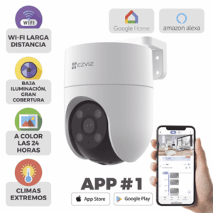 Camara PT WiFi / 2 Megapixel /  Cobertura 360° / Detección humana / Seguimiento Inteligente / Sirena / Luz Parpadeante / Colores en Oscuridad / Micro SD / Audio de Dos Vías / Exterior Con Protección: CS-H8C