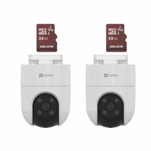 Kit de Camaras WiFi, Incluye 2 Piezas CS-H8C y 2 Piezas HS-TF-E1/32G / Audio de Dos Vías / Detección de Movimiento /  Luz Estroboscópica / Sirena  /  Uso en Exterior con Protección: CS-H8C/KM2