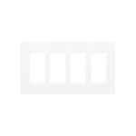 Placa de pared 4 espacios, color blanco, para atenuador (dimmer), switch ó control remoto PICO inalámbrico: CW4WH