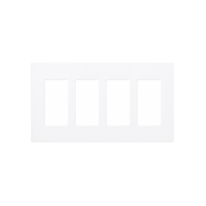 Placa de pared 4 espacios, color blanco, para atenuador (dimmer), switch ó control remoto PICO inalámbrico: CW4WH