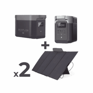 Kit de Estación de Energía Portátil 2048Wh + Batería Externa 2048Wh + 2 Paneles Solares Flexibles 400W (4096Wh, 800W Totales)   DLT2MAX-KIT-BPLUS