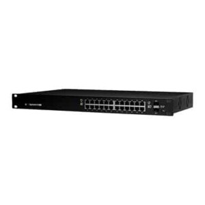 ES-24-250W,  EdgeSwitch PoE 802.3at/af y PoE 24V, 24 x GigaEth, 2 x SFP, 250W, Para 19'' 1 UR