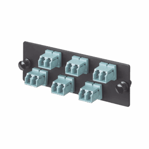 Placa Acopladora de Fibra Optica FAP, Con 6 Conectores LC Duplex (12 Fibras), Para Fibra Multimodo OM3/OM4, Color Aqua  FAP6WAQDLCZ
