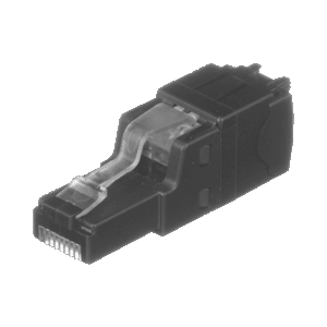 Plug RJ45 UTP, Instalación Recta, Terminación en Campo Certificable, Compatible con Cat5e, Cat6 y Cat6A, Color Negro  FP6X88MTG