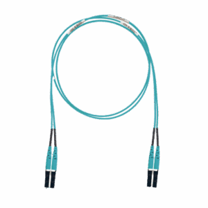 Jumper de Fibra Optica Multimodo 50/125 OM3, LC-LC Duplex, LSZH (Cero Halógenos), Color Aqua, 1 Metro  FX2ELLNLNSNM001
