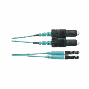 Jumper de Fibra Optica Multimodo 50/125 OM3, LC-SC Duplex, OFNR (Riser), Color Aqua, 1 Metro  FX2ERLNSNSNM001