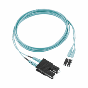 Jumper de Fibra Optica Multimodo 50/125 OM3, LC-SC Duplex, OFNR (Riser), Color Aqua, 2 Metros  FX2ERLNSNSNM002