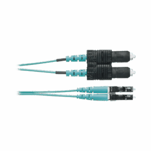 Jumper de Fibra Optica Multimodo 50/125 OM4, LC-SC Duplex, OFNR (Riser), Color Aqua, 2 Metros  FZ2ERLNSNSNM002
