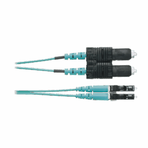 Jumper de Fibra Optica Multimodo 50/125 OM4, LC-SC Duplex, OFNR (Riser), Color Aqua, 3 Metros  FZ2ERLNSNSNM003