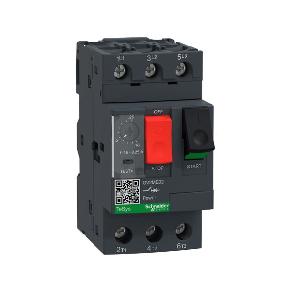 Interruptor automático de motor de 3 polos, 0.25 A. GV2ME02 Schneider Electric  GV2ME02