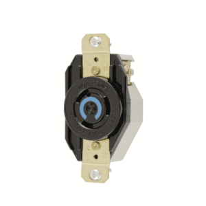 Receptáculo de Media Vuelta Industrial para Empotrar/ 20A  250V/ 2 Polos 3 Hilos/ NEMA L6-20R / Color Negro.  HUB-HBL-2320