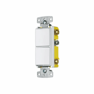 Interruptor Residencial 15 A 120-277 V, con 2 Bases Unipolares, Cableado lateral, Color Blanco.  HUB-RCD-101W