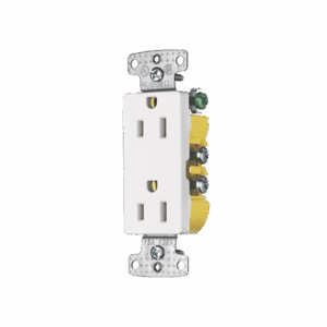 Contacto Duplex Decorador 15A 125V, 2 Polos, 3 Hilos, Color  Blanco (Nema5-15R).: HUB-RRD15W