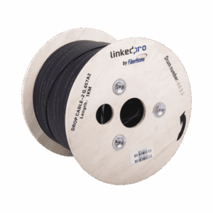 Carrete de 1 km de Fibra Óptica Drop, Interior/Exterior G.657A2 Monomodo de 2 hilos (bifibra), Dieléctrica, Forro Negro  IC-DROPA2-2C