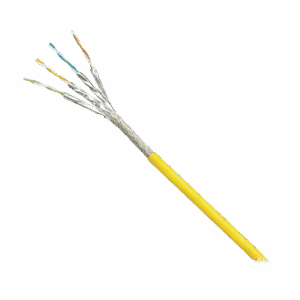 Bobina de Cable Blindado S/FTP Categoría 6A, Uso Industrial con Resistencia al Aceite, Rayos UV y Abrasión, Multifilar (Flexible), Color Amarillo, Bobina de 500m  ISX6X04AYL-LED