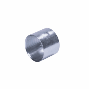 Cople 1 1/2" (38mm) pared gruesa con rosca galvanizado etiqueta amarilla