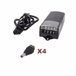 Kit con fuente EPCOM con salida de 12 Vcd a 5 Amper con 4 salidas / Incluye conectores JR52 y JR53 K2-PS12DC4C