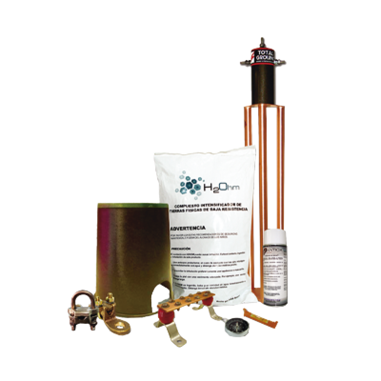 Kit de Tierra Física con Electrodo TG100AB y accesorios de instalación. KIT-MASTER-100AB