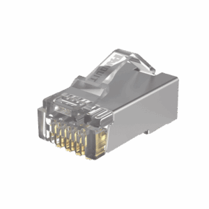 Plug RJ45 Cat5e Blindado, Para Cable UTP de Calibres 24-26 AWG, Chapado en Oro de 50 micras, Paquete de 100 piezas  MPS588-C