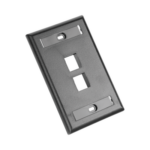 Placa de Pared Vertical, Salida Para 2 Puertos Keystone, Con Espacios Para Etiquetas, Color Negro  NK2FBL