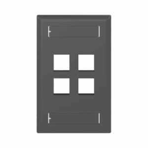 Placa de Pared Vertical, Salida Para 4 Puertos Keystone, Con Espacios Para Etiquetas, Color Negro  NK4FBL