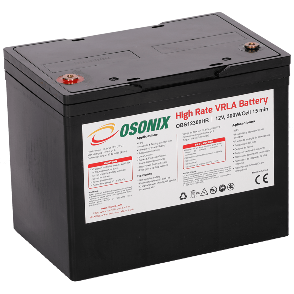 Batería High Rate 12V 82Ah (324.6W 15min 1.67/celda) incorpora tecnología avanzada VRLA y AGM diseñada para el mayor rendimiento y tiempo de vida. Garantía de 3 años.  CAT: OBS12300HR
