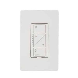 (Caseta Wireless) Atenuador de pared. Aumenta/Disminuye Intensidad de Iluminación.  No requiere cable neutro. 150W LED / 600W INC/HAL: PD6WCLWH