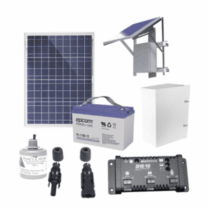 Kit Solar de 12 Vcc para alimentar energizador de cerca electrificada. Instalación de panel en poste.    PL12K