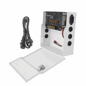 Fuente de poder profesional de 12 Vcc @ 4 A / para 4 cámaras / Compatibilidad con batería de respaldo / Voltaje de entrada 96-264 Vca PLK12DC4ABK