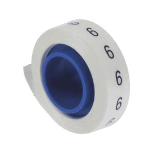 Rollo de Etiquetas Marcadoras, Pre-Impresos con el Número 6, de 2.4 metros, Color Blanco  PMDR-6