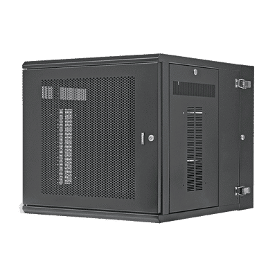Gabinete PanZone de Montaje en Pared, de 19in, Puerta Perforada, 12 UR, 762mm de Profundidad, Color Negro  PZWMC1230P