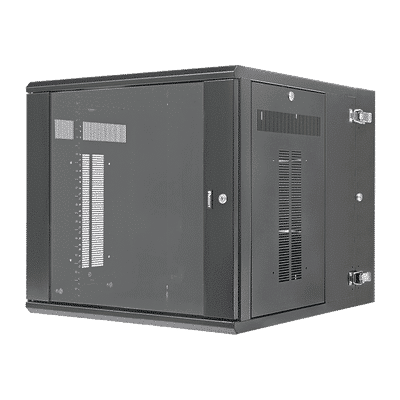 Gabinete PanZone de Montaje en Pared, de 19in, Puerta con Ventana de Seguridad, 12 UR, 762mm de Profundidad, Color Negro  PZWMC1230W
