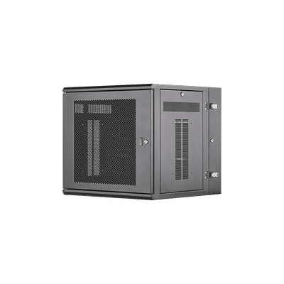 Gabinete PanZone de Montaje en Pared, de 19in, Puerta Ventilada, 12 UR, 635mm de Profundidad, Color Negro  PZWMC12P