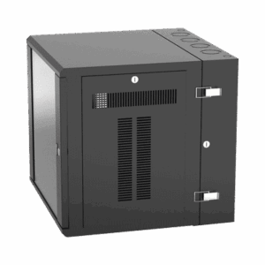 Gabinete PanZone de Montaje en Pared, de 19in, Puerta con Ventana de Seguridad, 12 UR, 635mm de Profundidad, Color Negro  PZWMC12W