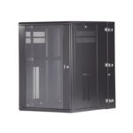 Gabinete PanZone de Montaje en Pared, de 19in, Puerta con Ventana de Seguridad, 18 UR, 762mm de Profundidad, Color Negro  PZWMC1830W