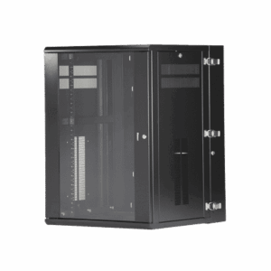 Gabinete PanZone de Montaje en Pared, de 19in, Puerta con Ventana de Seguridad, 18 UR, 635mm de Profundidad, Color Negro  PZWMC18W