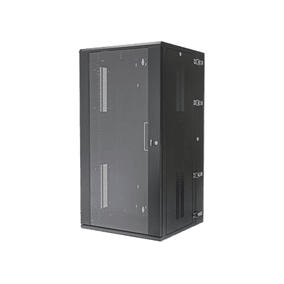 Gabinete PanZone de Montaje en Pared, de 19in, Puerta con Ventana de Seguridad, 26 UR, 635mm de Profundidad, Color Negro  PZWMC26W