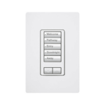 (RadioRA2) Teclado seetouch 5 botones, 2 botones subir/bajar, programe escenas diferentes en cada botón.: RRDW5BRLWH